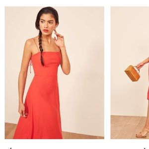 Reformation Peach Dress in Scarlett Red